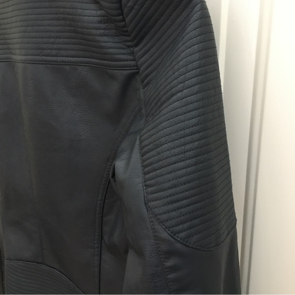 Tommy Hilfiger Leather Biker Jacket Navy Blue Size Medium - Picture 9 of 15